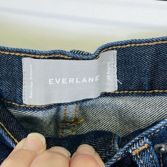 Everlane Dark Wash High Rise Straight Leg Denim Jeans Womens 28 Regular - Picture 4 of 15